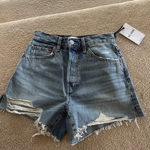 NWT RE/DONE 50s Cut Off High Waist Organic Cotton Jean Denim Shorts - Picture 8 of 11